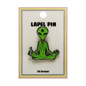 Alien Enamel Pin - Zen Meditation - Funny Sci Fi Psychedelic Apparel Gift NWT
